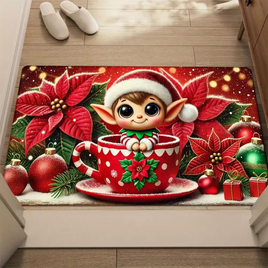 VIKAMA Weihnachtliche Fußmatte als Willkommens-Teppich für Eingangsbereich und Korridor - Bild 3