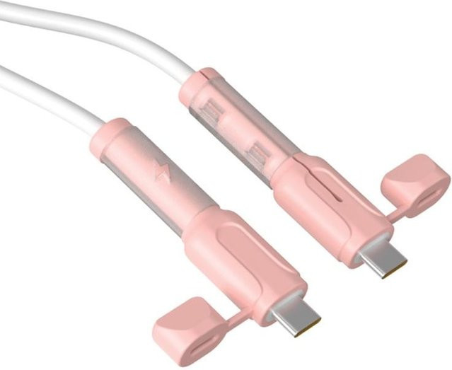 Wonderlands Silikon-Kabelschutz für USB-C Ladekabel, 2 Stück, Rosa - Bild 1