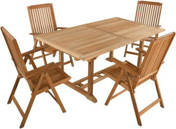 GARDEN PLEASURE Tischgruppe SOLO aus Teakholz, 5-teilig, Braun, B/T/H: 180 x 75 x 75 cm - Bild 1