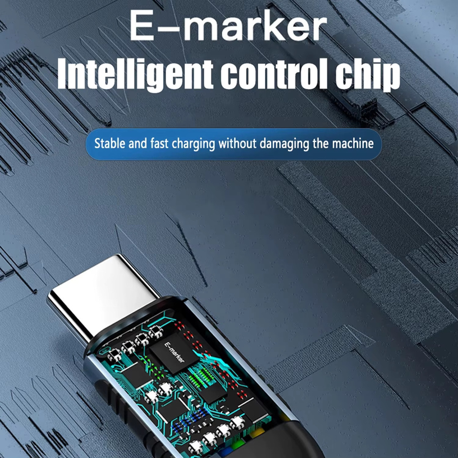 240W USB-C zu USB-C Schnellladekabel PD 3.1 mit E-Marker Chip, Nylon-ummanteltes Typ-C Ladekabel für Laptop, Tablet und Smartphone, Schwarz - Bild 6