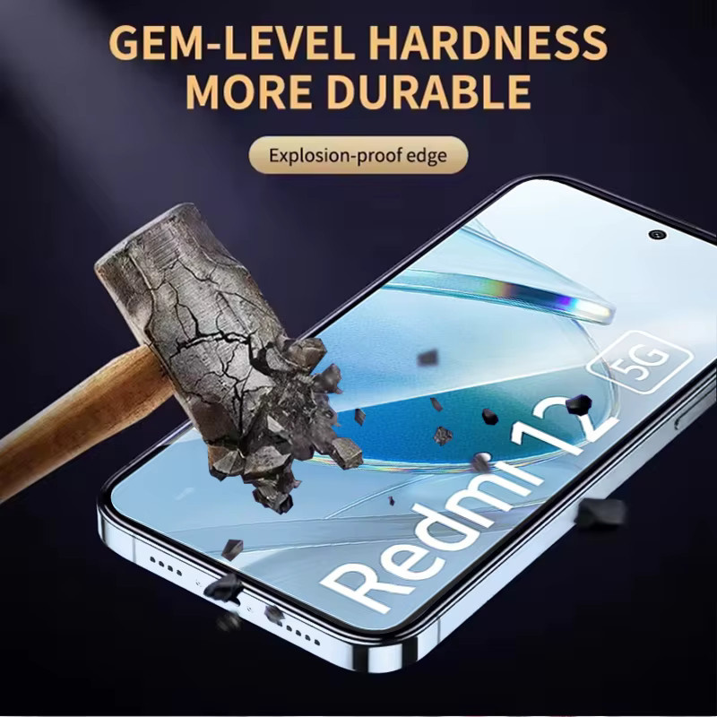 3er-Set gehärtetes Glas Displayschutzfolie für Xiaomi Redmi 12 5G, transparent, mit Fingerabdruck-Entsperrfunktion und Anti-Explosions-Schutz - Bild 5