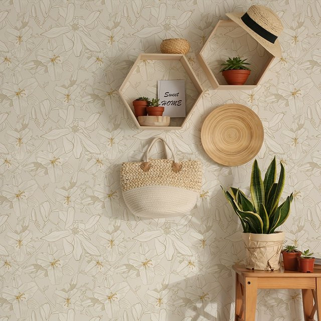 Selbstklebende Tapete mit großem Blumenmuster in warmen Farben, wasserdichte Wandgestaltung für dein Schlafzimmer - Bild 1