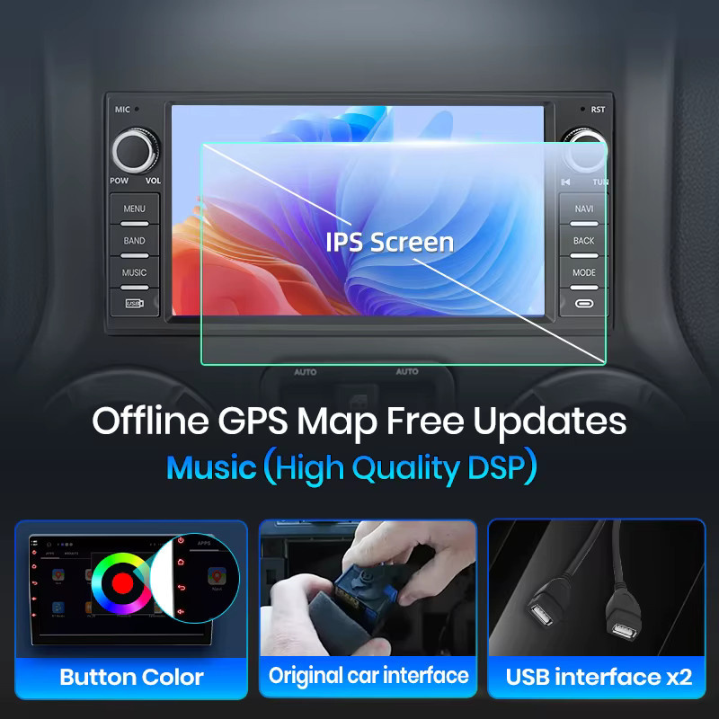 Junsun 7-Zoll Wireless CarPlay und Android Auto Autoradio mit GPS-Navigation, WiFi, Bluetooth und IPS-Touchscreen in Schwarz für Jeep Wrangler, Grand Cherokee, Patriot, Compass, Chrysler 300C und Dodge Caliber - Bild 4