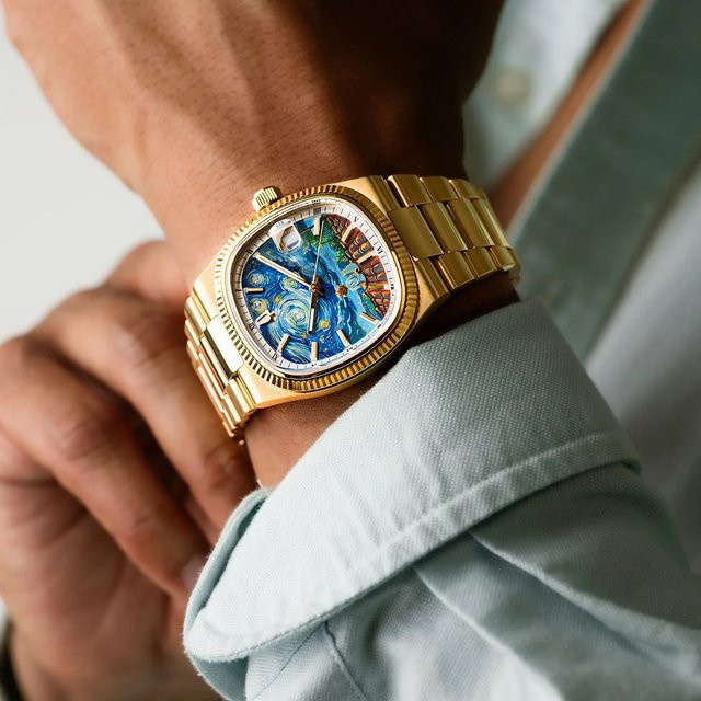 CILOA Armbanduhr, Quarz, Edelstahl, Gold, Eckig, Herren - Bild 1