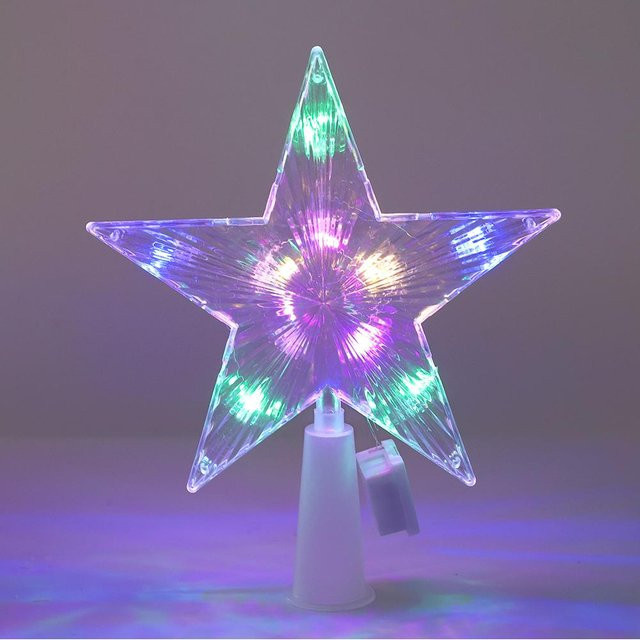 Binchi Weihnachtsbaumspitze Stern mit LED-Licht, transparentes Design in Purple, Höhe: 15 cm - Bild 1