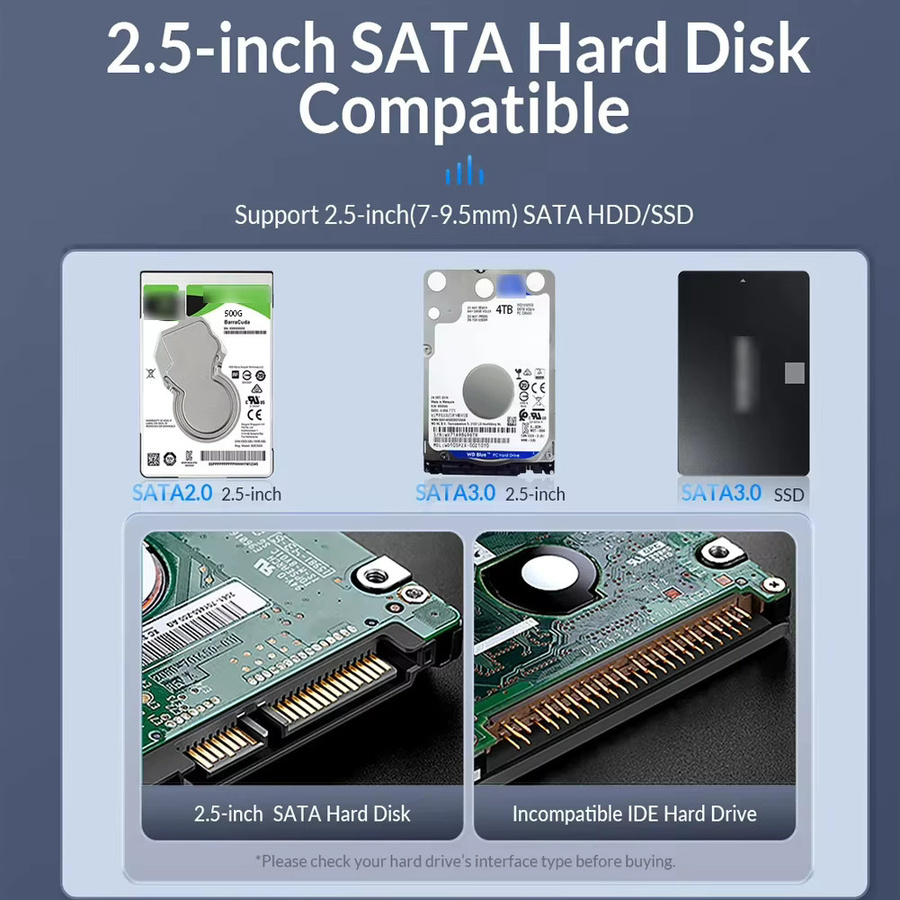 VIKEFON 2,5 Zoll HDD/SSD Gehäuse SATA zu USB-C Adapter, 6Gbps externes Festplattengehäuse, Schwarz - Bild 6