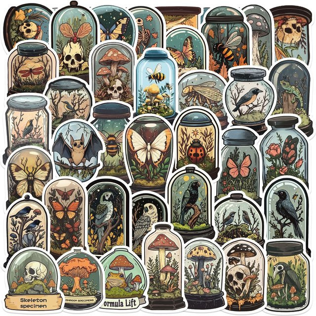 YIIMANNER Cartoon-Mystery-Flaschen, wasserfeste Aufkleber, 50-teiliges Set - Bild 1