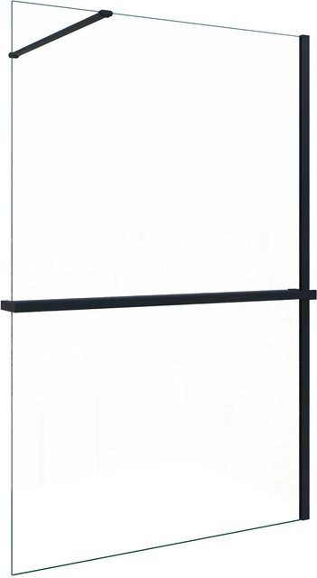AICA Walk In Duschwand mit Stabilisator aus 8mm ESG-Glas in Schwarz, B: 90 cm, H: 200 cm - Bild 1