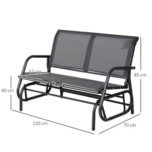 Outsunny Schaukelbank aus Metall mit Textilene-Gewebe in Grau, B/H/L: 120 x 70 x 85 cm - Bild 7
