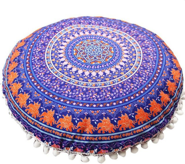 Runder Kissenbezug mit Mandala-Muster von Yiran Furniture in Multicolour, Durchmesser: 43 cm - Bild 1
