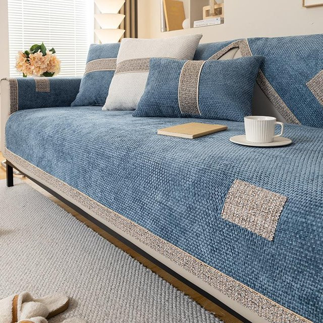 JMG Household Supplies Universal-Sofabezug aus Chenille in Blau, kratzfester Couchschutz für Haustiere, B/B: 70 x 70 cm - Bild 1