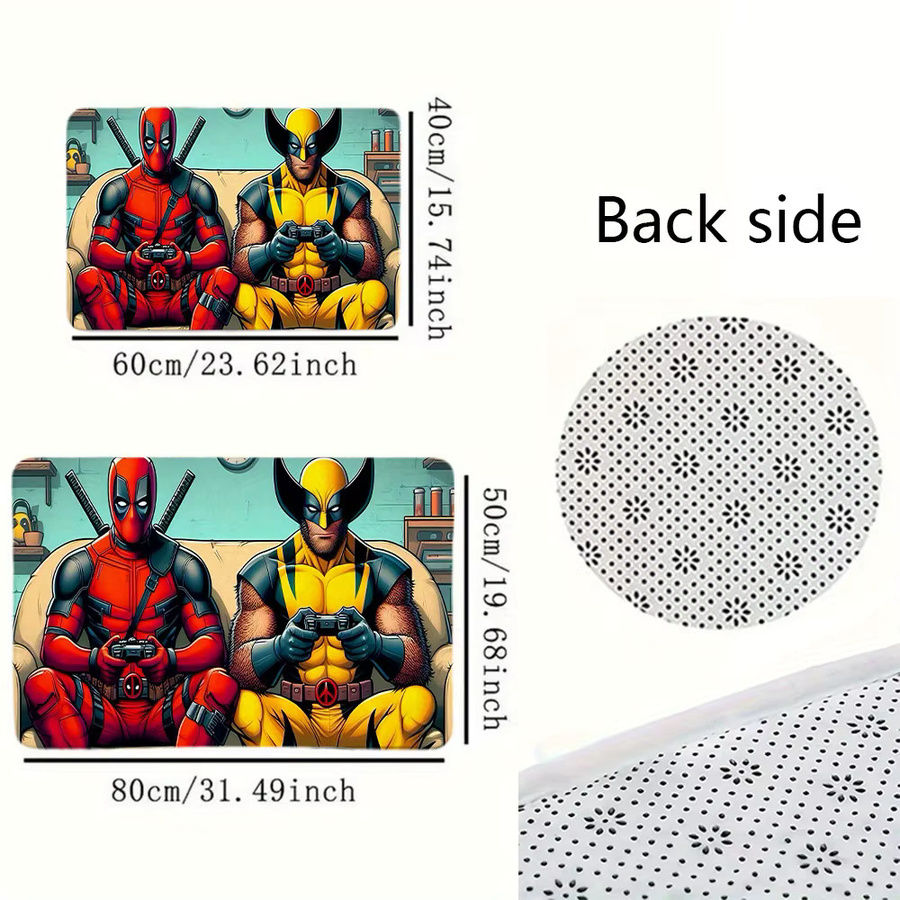 Beast Kingdom Marvel Deadpool und Wolverine Retro Fußmatte aus Flanell, Mehrfarbig, B: 60,0 cm, T: 60,0 cm, H: 1,0 cm - Bild 4