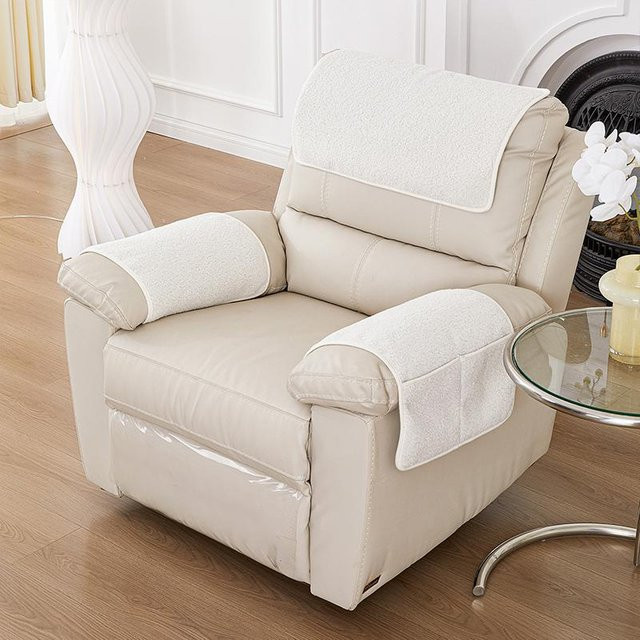 3er-Set dehnbarer Fleece Sofa-Armlehnenbezug mit Taschen und Kopfstütztuch, rutschfest und waschbar, Samt-Optik für Sessel und Couch - Bild 1
