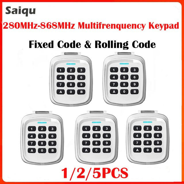 FD 5-teiliges Multifrequenz Wireless Tastatur Set für Garagentoröffner in Weiß, 280-868MHz, unterstützt Festcode und Rollcode - Bild 1