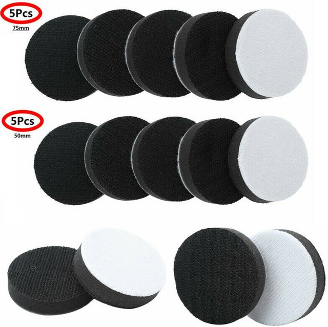 5er Set Vibratite Weiche Interface Pads Schwamm Kissen Puffer Stützteller mit Klettverschluss für Exzenterschleifer, Schwarz, Durchmesser: 50 mm und 75 mm - Bild 1