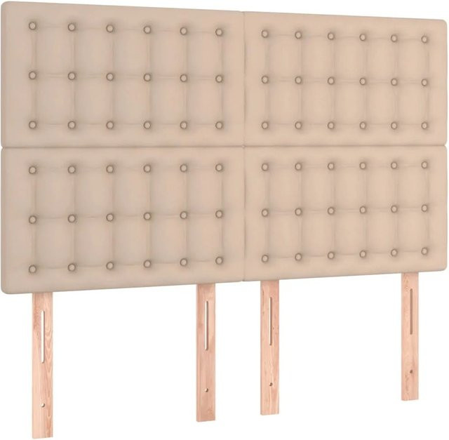 vidaXL LED Kopfteil aus Kunstleder in Cappuccino-Braun mit USB-Ladeport und integrierter Beleuchtung, B: 144 cm, T: 5 cm, H: 118-128 cm - Bild 1