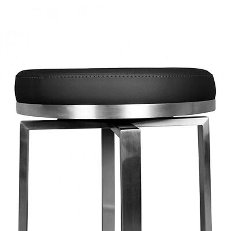 Barhocker Wohnling in Schwarz aus Kunstleder mit Edelstahl, Höhe: 76 cm, Breite: 37 cm - Bild 3
