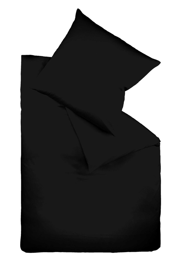 Fleuresse Bettwäsche Mako-Satin aus Baumwolle mit Reißverschluss, Schwarz, B/H: 135 x 200 cm und 80 x 80 cm - Bild 1