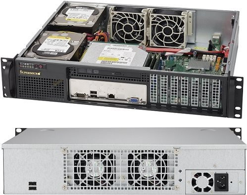 Supermicro SC523 L-505B Rackgehäuse in Schwarz, 2U, ATX-kompatibel, 500 Watt - Bild 1