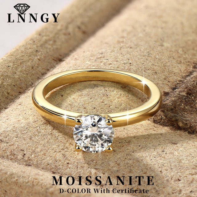 Lnngy Verlobungsring, Moissanit, Gold, Damen - Bild 1