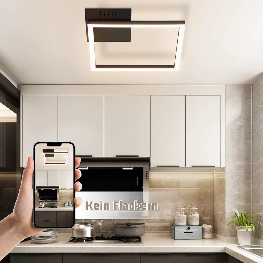 Cliheet LED-Deckenleuchte Schwarz, Quadratisch, 12 W, 3000 K Warmweiß, Durchmesser: 26 cm - Bild 4