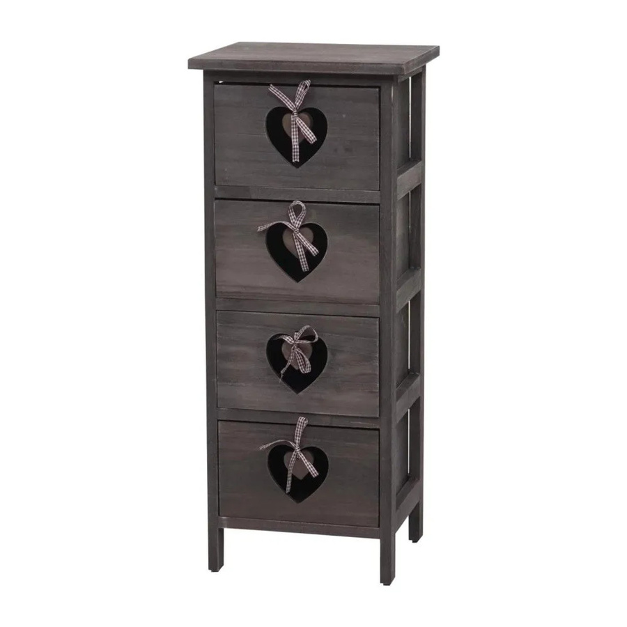 MCW Kommode Sues Schubladenkommode im Shabby-Look mit Herzornamenten, grau-braun, B/T/H: 70 x 29 x 25 cm - Bild 3