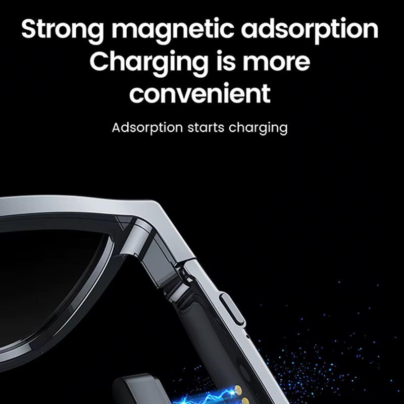 Smarte Audio-Brille yaocx in Schwarz mit elektrochromen Gläsern für Sprachanrufe und Musik sowie magnetischer Ladefunktion - Bild 5