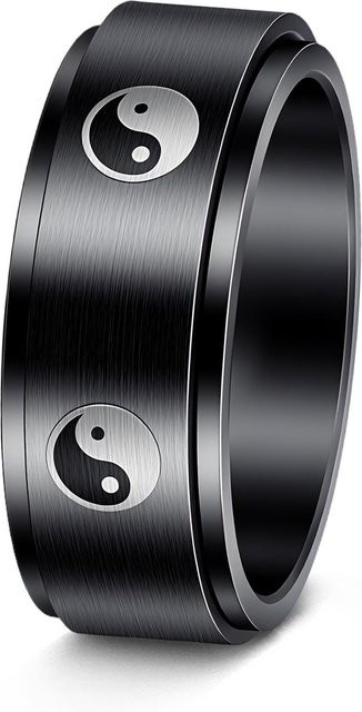 Rotierender Dekompressionsring Edelstahl, schwarz, Herren, Größe 8 - Bild 1