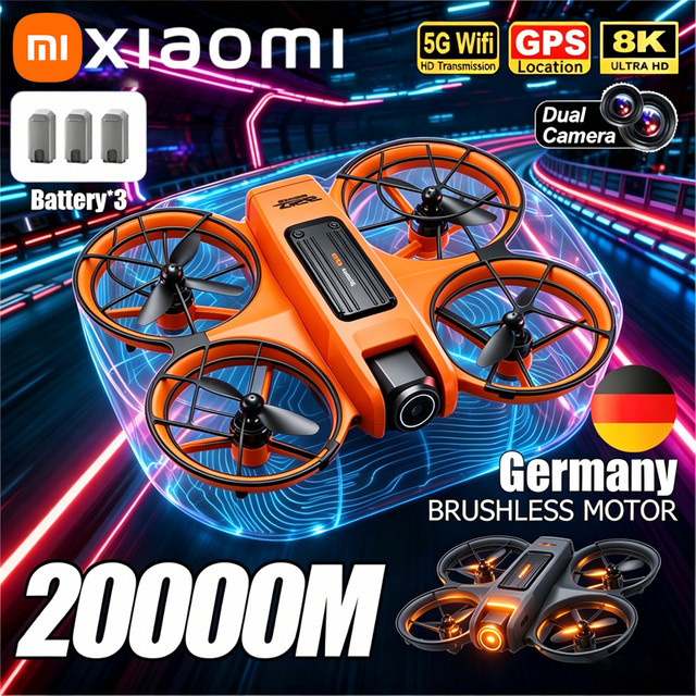 Xiaomi S156 Drohne in Orange mit 8K HD Weitwinkel Doppelkamera, 5G WLAN, GPS und intelligenter Hindernisvermeidung - Bild 1