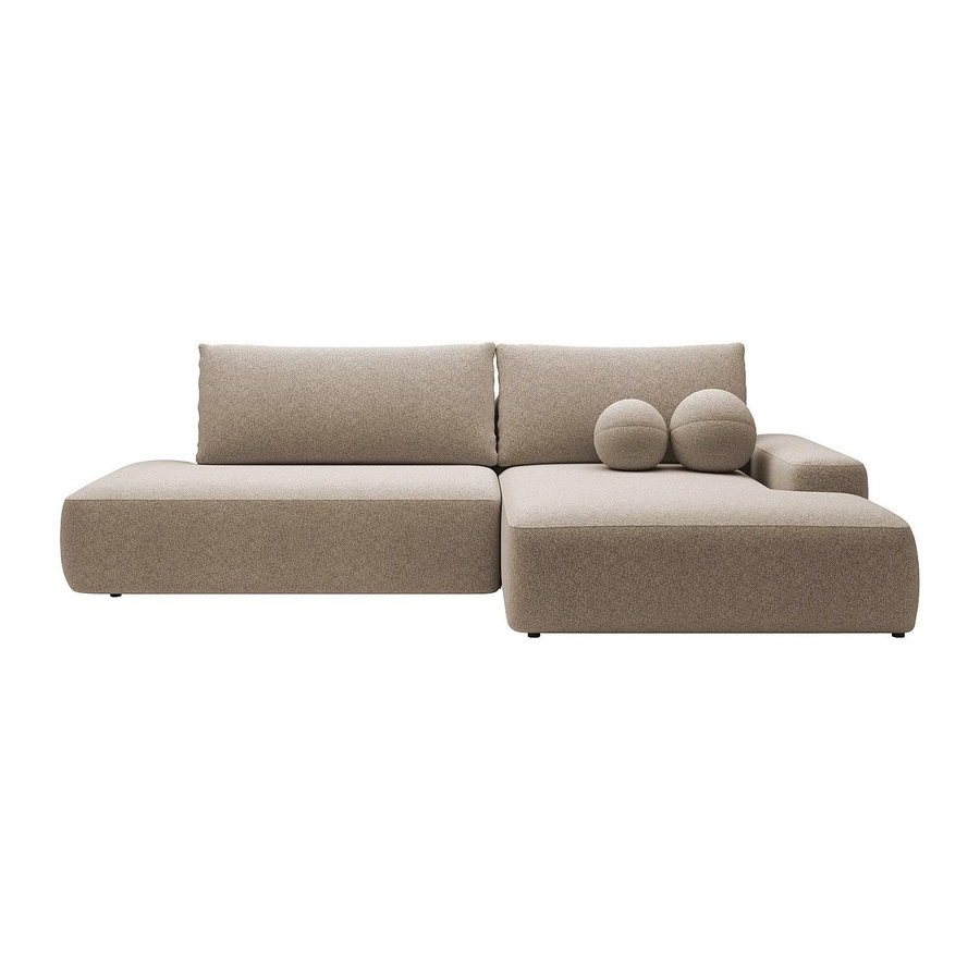 Vente-unique Schlafsofa Daviso in Taupe mit meliertem Stoff und L-Form - Bild 2