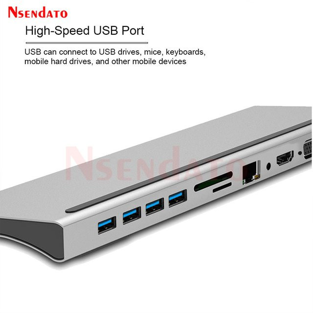 Nsendato 11/12 in 1 USB Typ-C Hub 4K Dockingstation mit HDMI, USB 3.0 und Kartenleser für MacBook und PC - Bild 1
