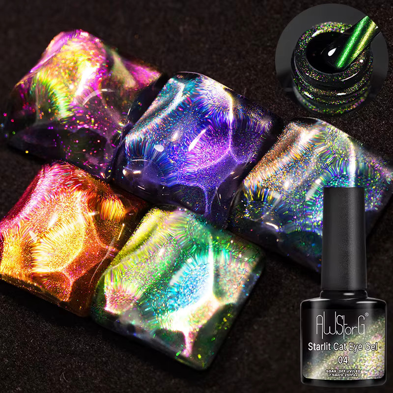 AWStorG Magnetgel Katzenaugen-Glitzer, 7,5 ml, bunt, semi-permanent - Bild 5