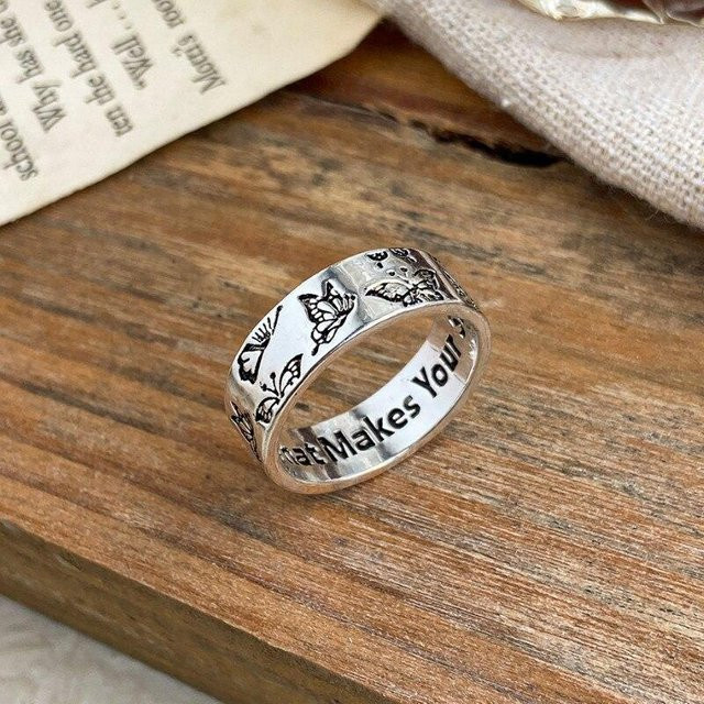 Ring Vintage, Schmetterling, Zinklegierung, Silber, Damen - Bild 1