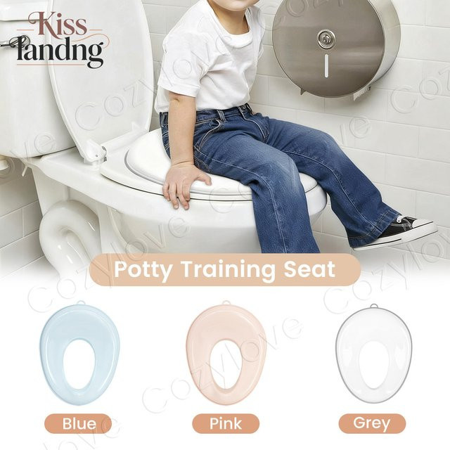 Kisslanding Kinder-Toilettensitz Universal Spritzwassergeschützt für Jungen und Mädchen in Pink und Weiß - Bild 1
