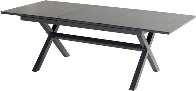 Hartman Xanadu Ausziehtisch für Garten und Terrasse aus Aluminium und Glaskeramik in Anthrazit/Schwarz, B/T: 160 bis 220 x 100 cm, mit X-Gestell - Bild 1