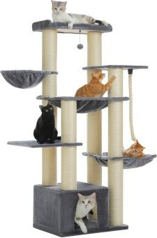 Pawz Road Kratzbaum für erwachsene Katzen mit Höhle und Hängematte aus Holz in verschiedenen Farben, H x B x T: 169 x 45 x 45 cm - Bild 1