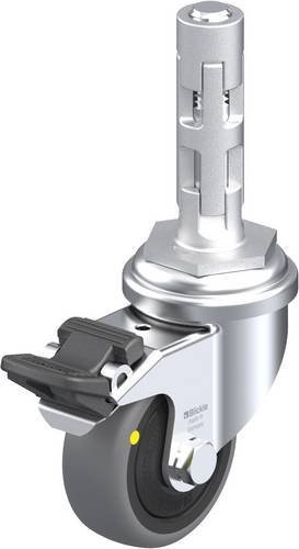 Blickle LRA-TPA 50KF-FI-ELS-E01 Lenkrolle mit Feststeller, Rad-Durchmesser: 50 mm, Tragfähigkeit: 30 kg, Stahl und Kunststoff, galvanisiert, Farben: Grau, Schwarz, Silber - Bild 1
