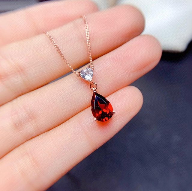 POMOiii Anhänger Halskette, Rose Gold Farbe, Rot, Damen - Bild 1