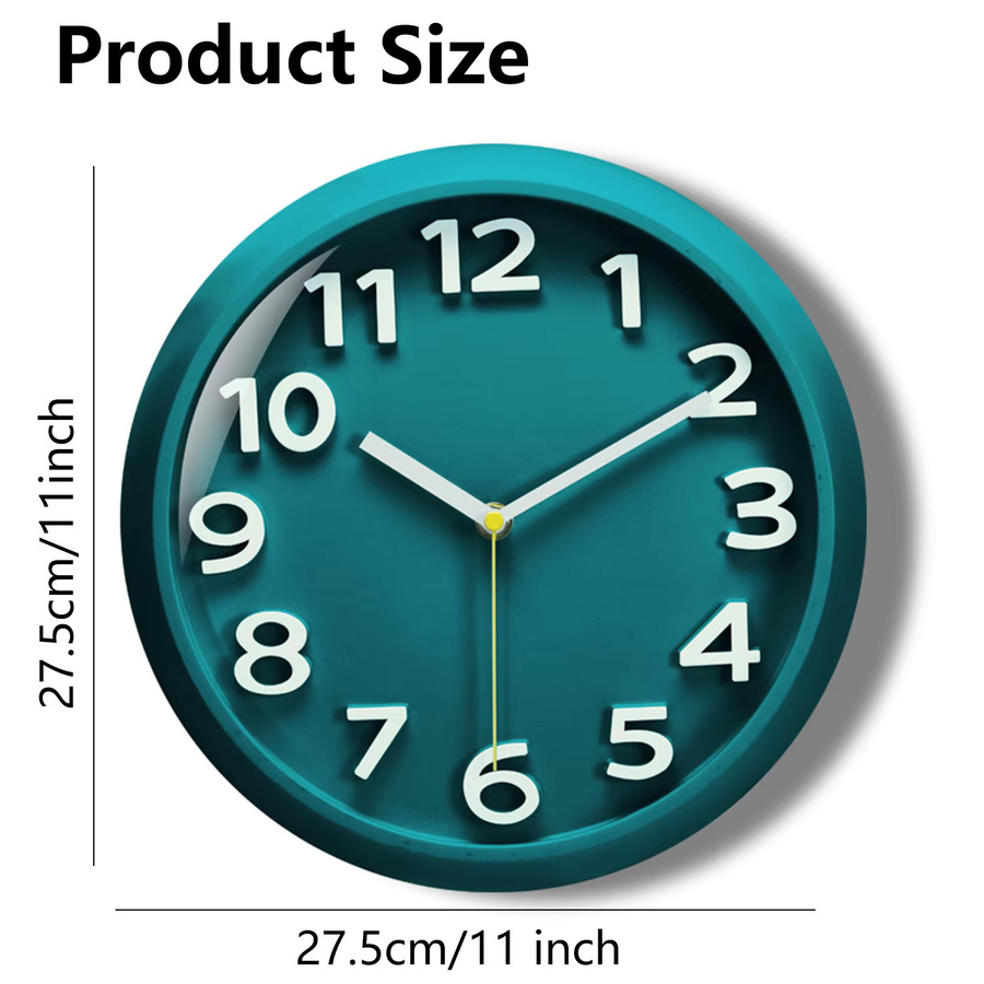 P.Chuang Digitale Wanduhr Rund mit Silent-Quarzwerk, 27,94 cm, Orange oder Türkis - Bild 3