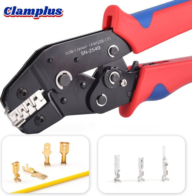 CLAMPLUS SN-2549 Ratschen-Crimpzange für Dupont, PH2.0, XH2.54 und VH3.96 Klemmen zur elektrischen Anschlussklemme - Bild 1