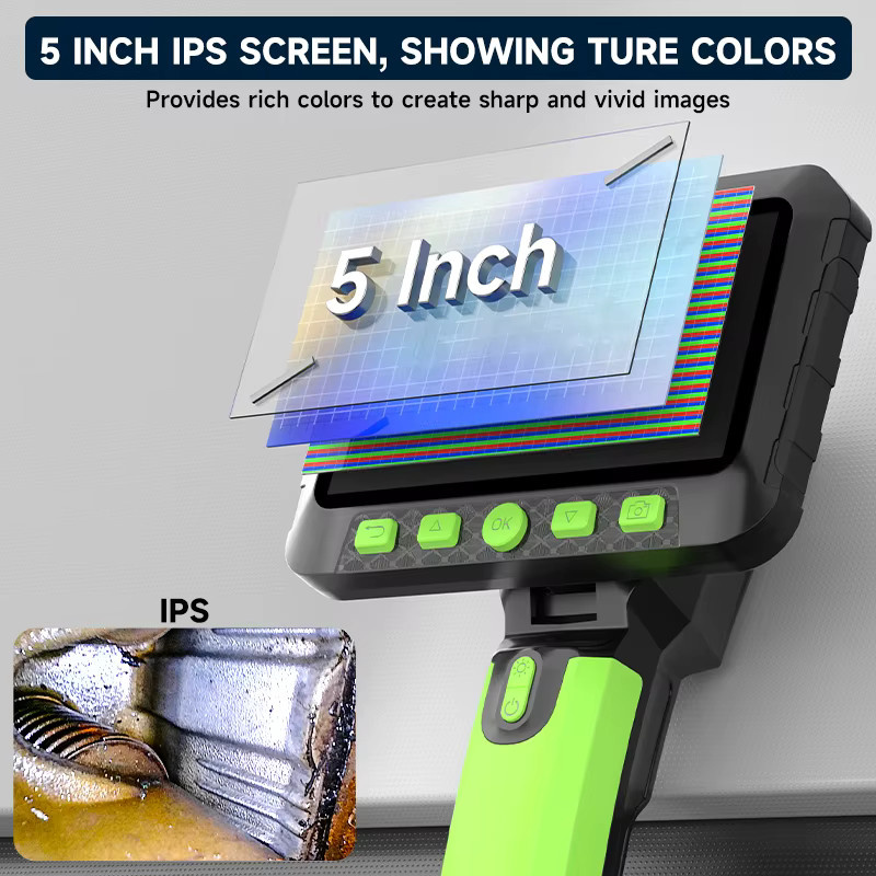 BUMBORN Industrielles Endoskop mit 5 Zoll IPS-Bildschirm, 1080P HD, 360 Grad automatisch drehbar, IP67 Inspektionskamera für Rohre, Schwarz, Durchmesser: 9,5 mm - Bild 4