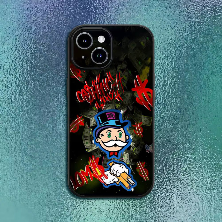Handyhülle Monopoly Dollar Cartoon Luxus Softshell für iPhone 12 bis 17 Pro Max Plus in Schwarz - Bild 2