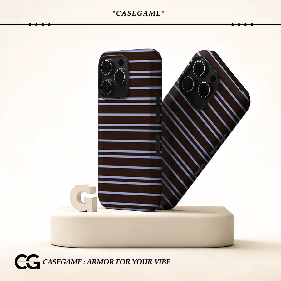 Potdemiel Handyhülle Chocolate Sky Stripe für iPhone 17 16 15 14 13 Pro Max Plus mit doppelschichtiger Rückseite in Multicolour und Braun - Bild 2