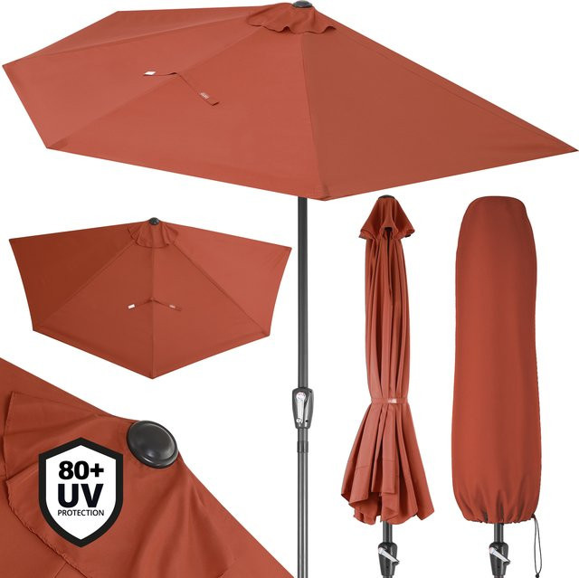 Kingsleeve® Terrassen-Sonnenschirm in Orange mit UV-Schutz 80+ und Stahlgestell, Durchmesser: 270 cm, Höhe: 150 cm - Bild 1
