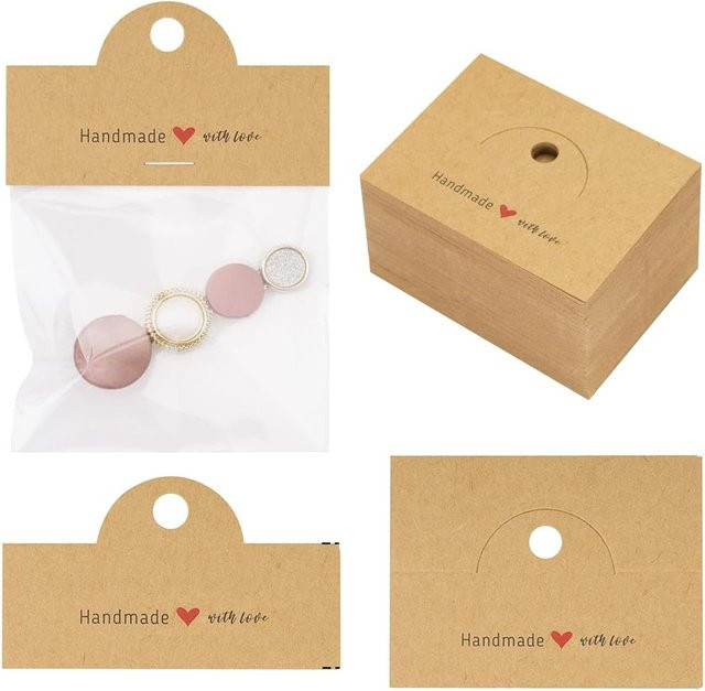 50 Stück Papier Etiketten Karten in Braun für Schmuck, Armbänder und Einzelhandel Verpackungen - Bild 1