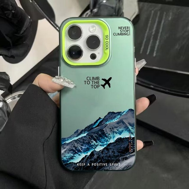Wolkerfly Mountain Peak Flugzeug Handyhülle für iPhone, stoßfeste IMD Schutzhülle mit Sonnenuntergang Motiv, Multicolor - Bild 1