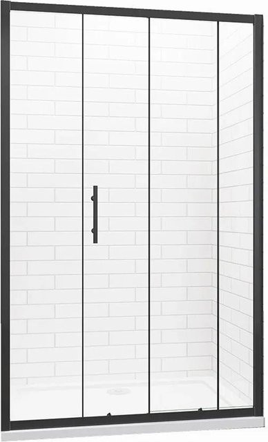 Duschparadies Nischenduschtür als Schiebetür aus ESG Sicherheitsklarglas mit Schwarzrahmen, B: 120 cm, H: 185 cm - Bild 1