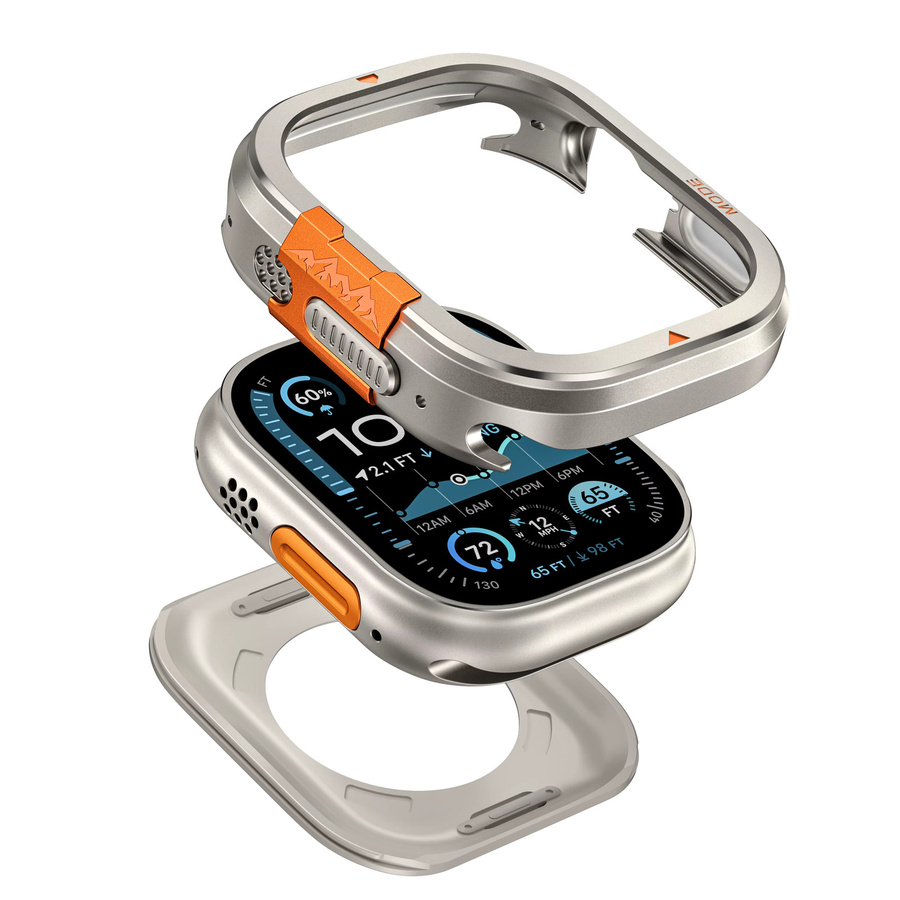 HUADAI Metallgehäuse-Bildschirm für Apple Watch Ultra 2, Schwarz, Unisex - Bild 3