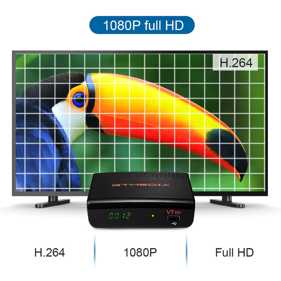 GTMEDIA V7 S2X Satellitenreceiver in Schwarz mit DVB-S/S2/S2X Unterstützung und USB-WLAN für Ccam, Newcam, VCM/ACM, Multi-Stream, T2MI und PLS - Bild 3