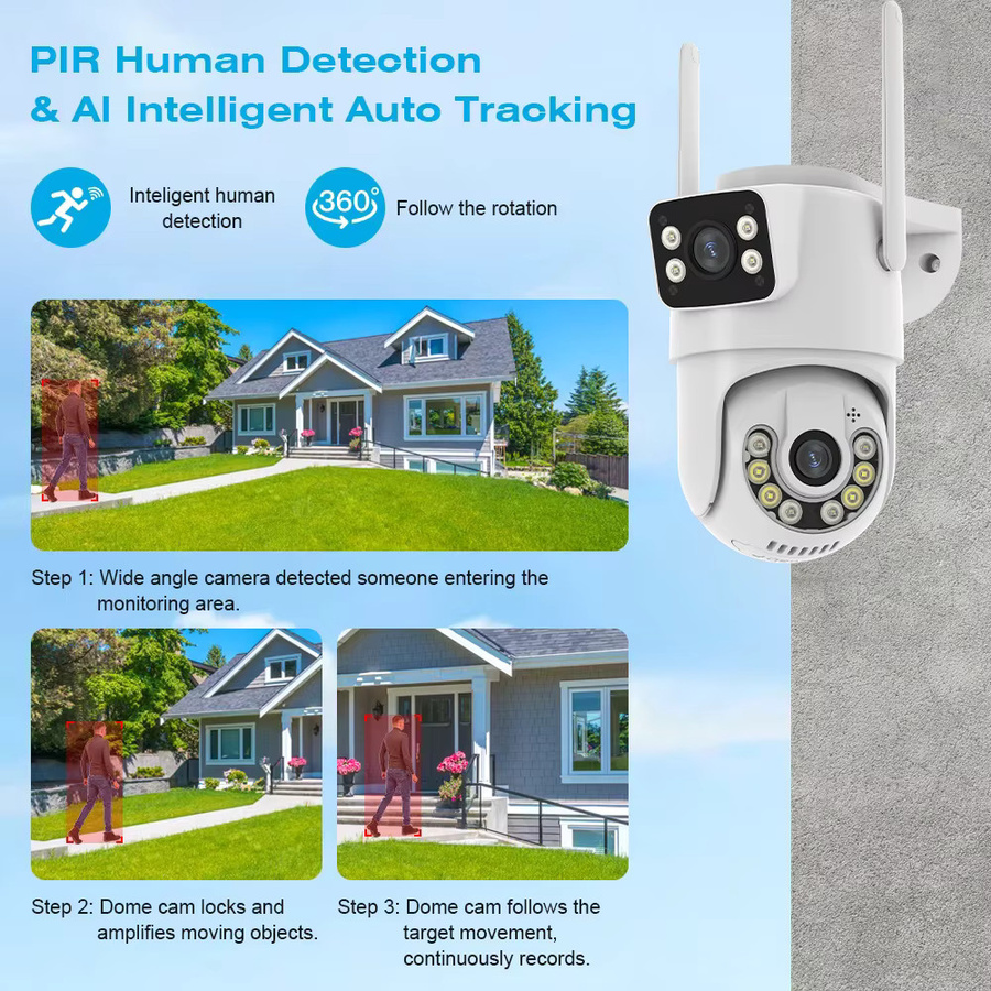 BELIA 4K 8MP Dual Lens PTZ Outdoor Sicherheitssicherheit IP Kamera mit Dual Screen, AI Menschlicher Erkennung und ICSEE App, Weiß - Bild 2